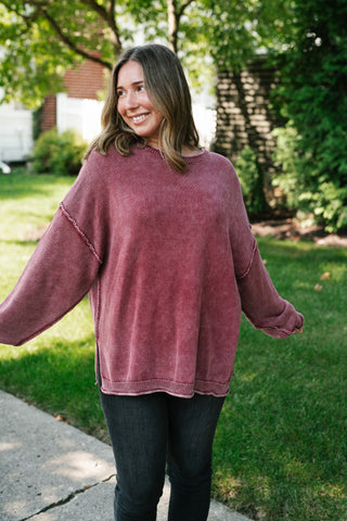 Ready to Go Knit Sweater - Soft Burgundy