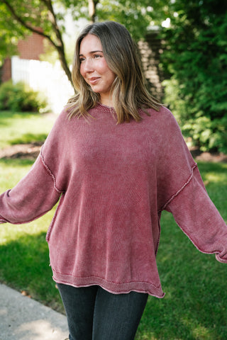 Ready to Go Knit Sweater - Soft Burgundy