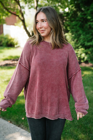 Ready to Go Knit Sweater - Soft Burgundy