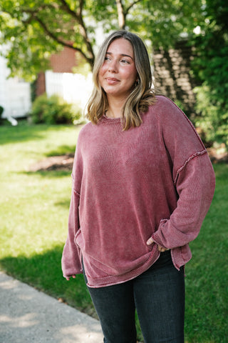 Ready to Go Knit Sweater - Soft Burgundy