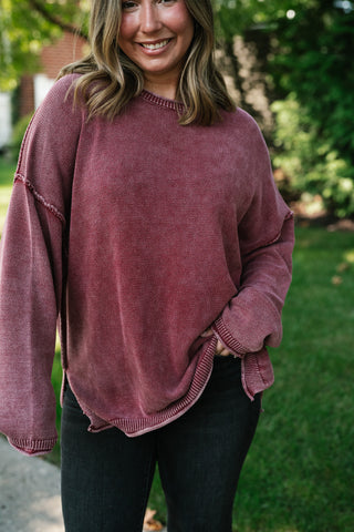 Ready to Go Knit Sweater - Soft Burgundy