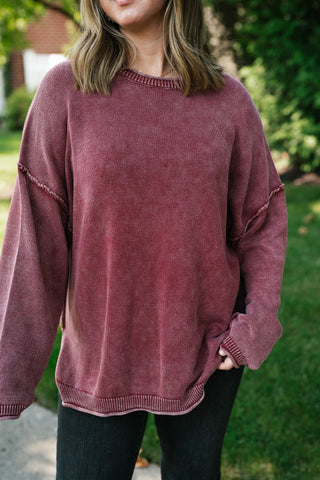 Ready to Go Knit Sweater - Soft Burgundy
