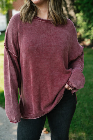 Ready to Go Knit Sweater - Soft Burgundy