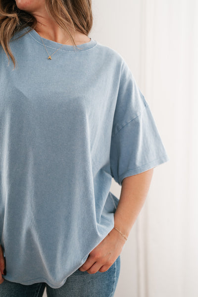 Lounge Around Mineral Wash Oversized Tee- Gray Blue