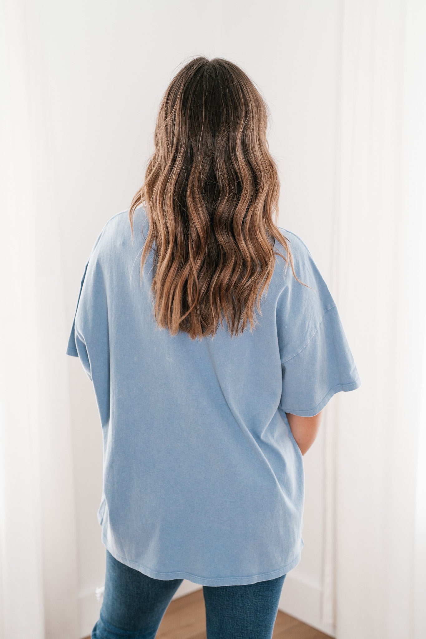 Lounge Around Mineral Wash Oversized Tee- Gray Blue