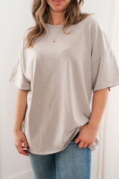 Lounge Around Mineral Wash Oversized Tee- Ash