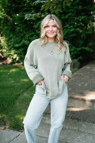 Ready to Go Knit Sweater - Light Sage