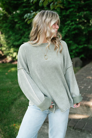 Ready to Go Knit Sweater - Light Sage