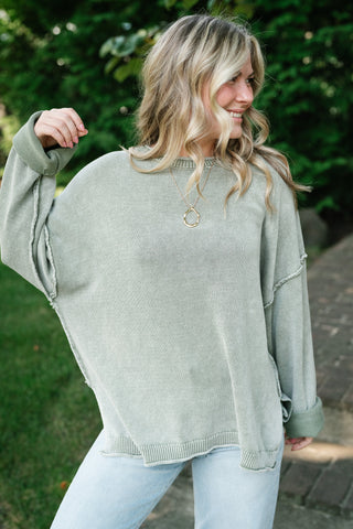 Ready to Go Knit Sweater - Light Sage