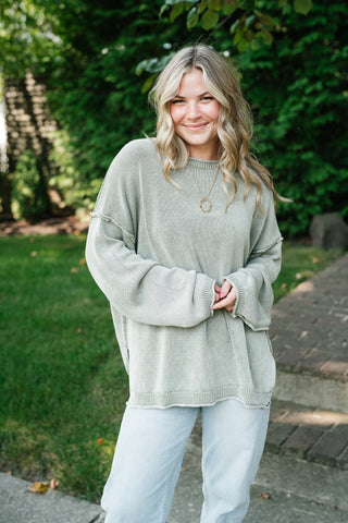Ready to Go Knit Sweater - Light Sage