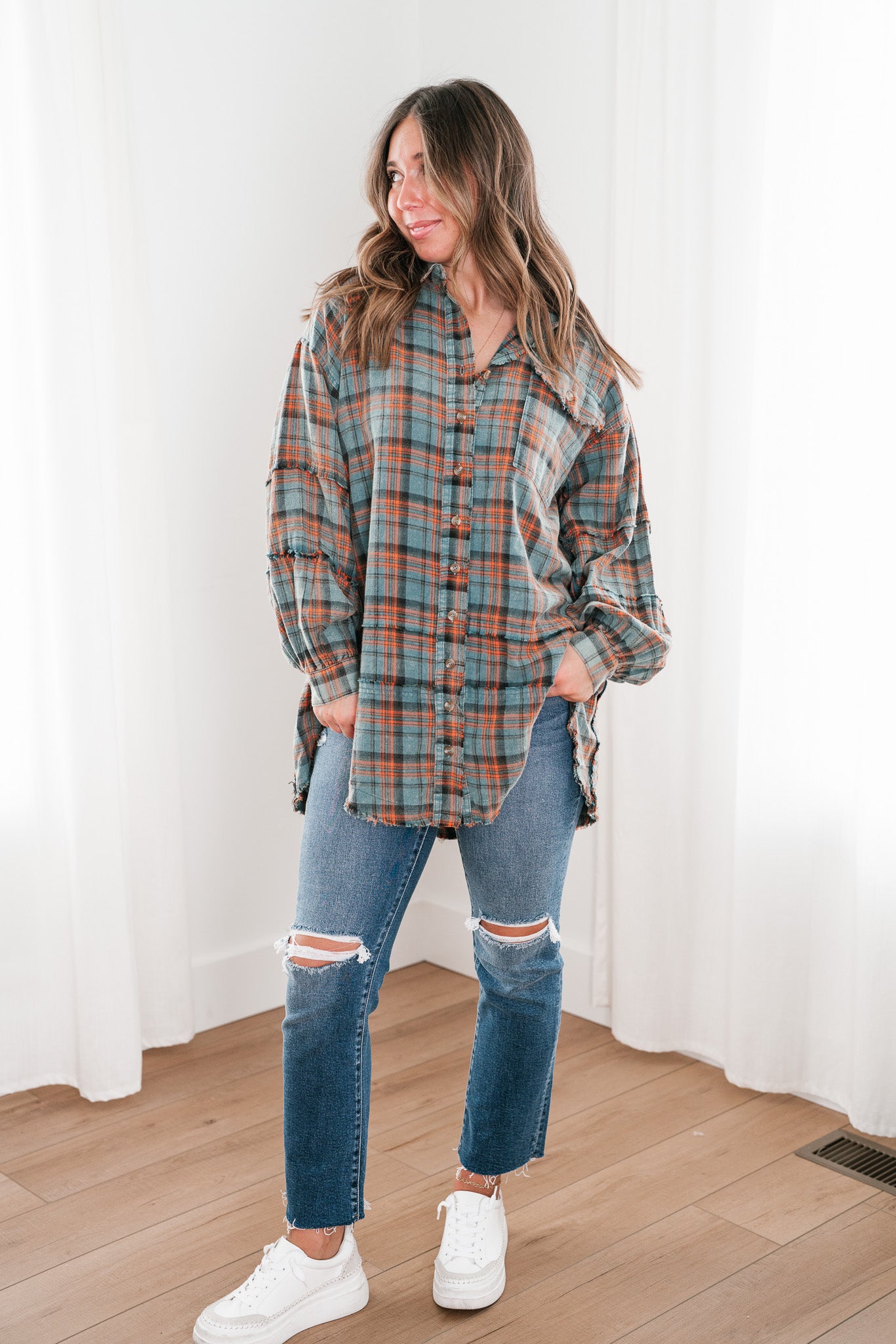 Alyssa Plaid Flannel - Vintage Teal