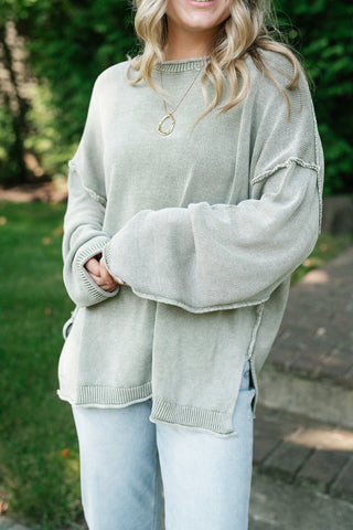 Ready to Go Knit Sweater - Light Sage