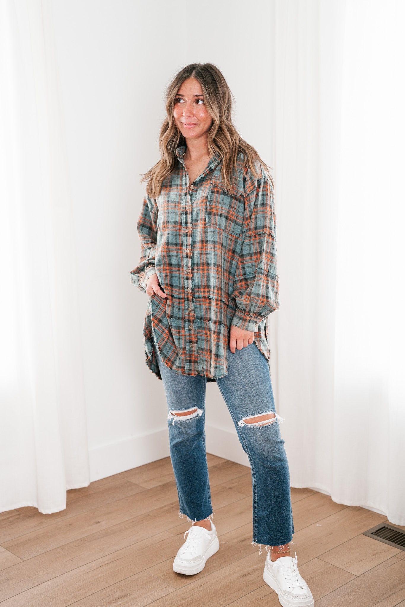 Alyssa Plaid Flannel - Vintage Teal