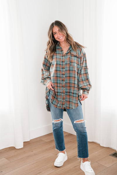 Alyssa Plaid Flannel - Vintage Teal