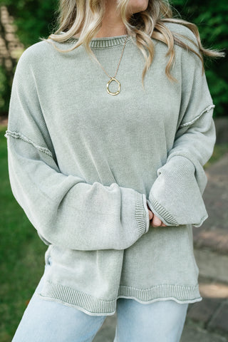 Ready to Go Knit Sweater - Light Sage