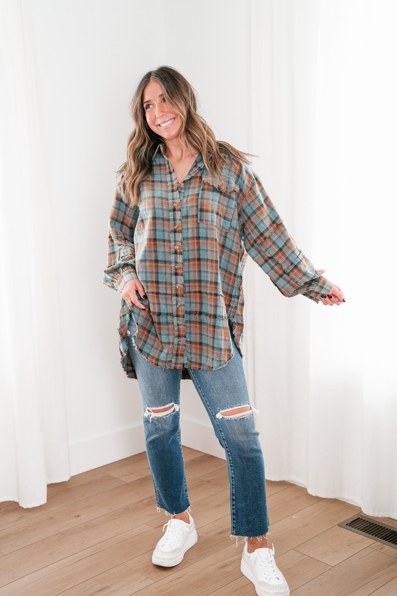 Alyssa Plaid Flannel - Vintage Teal