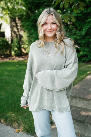 Ready to Go Knit Sweater - Light Sage