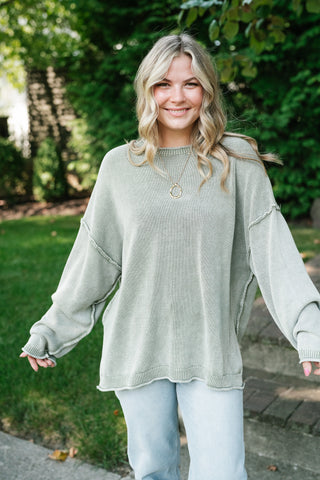 Ready to Go Knit Sweater - Light Sage