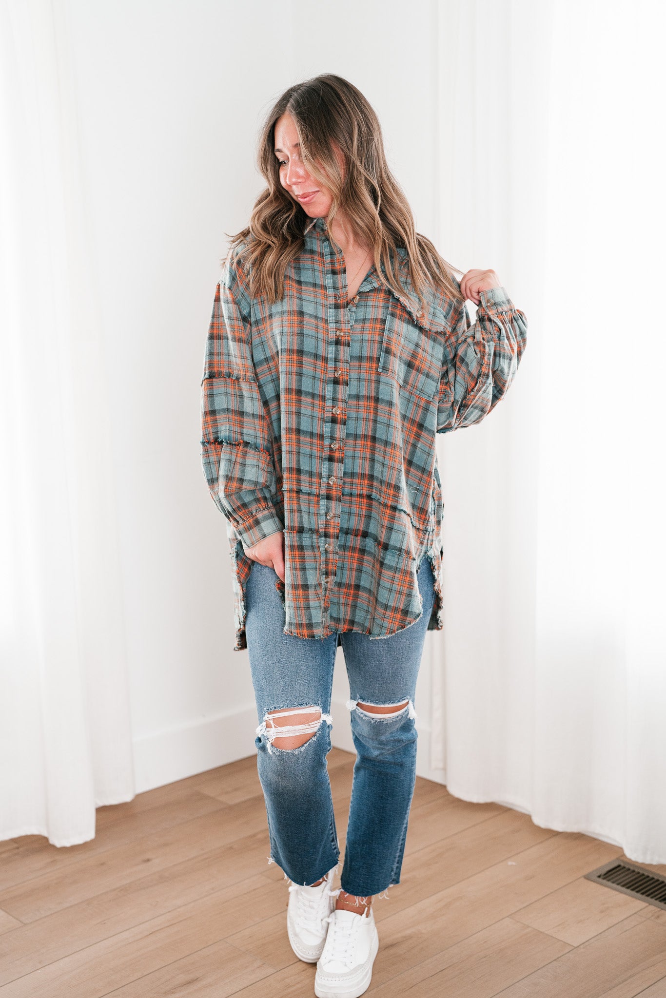 Alyssa Plaid Flannel - Vintage Teal