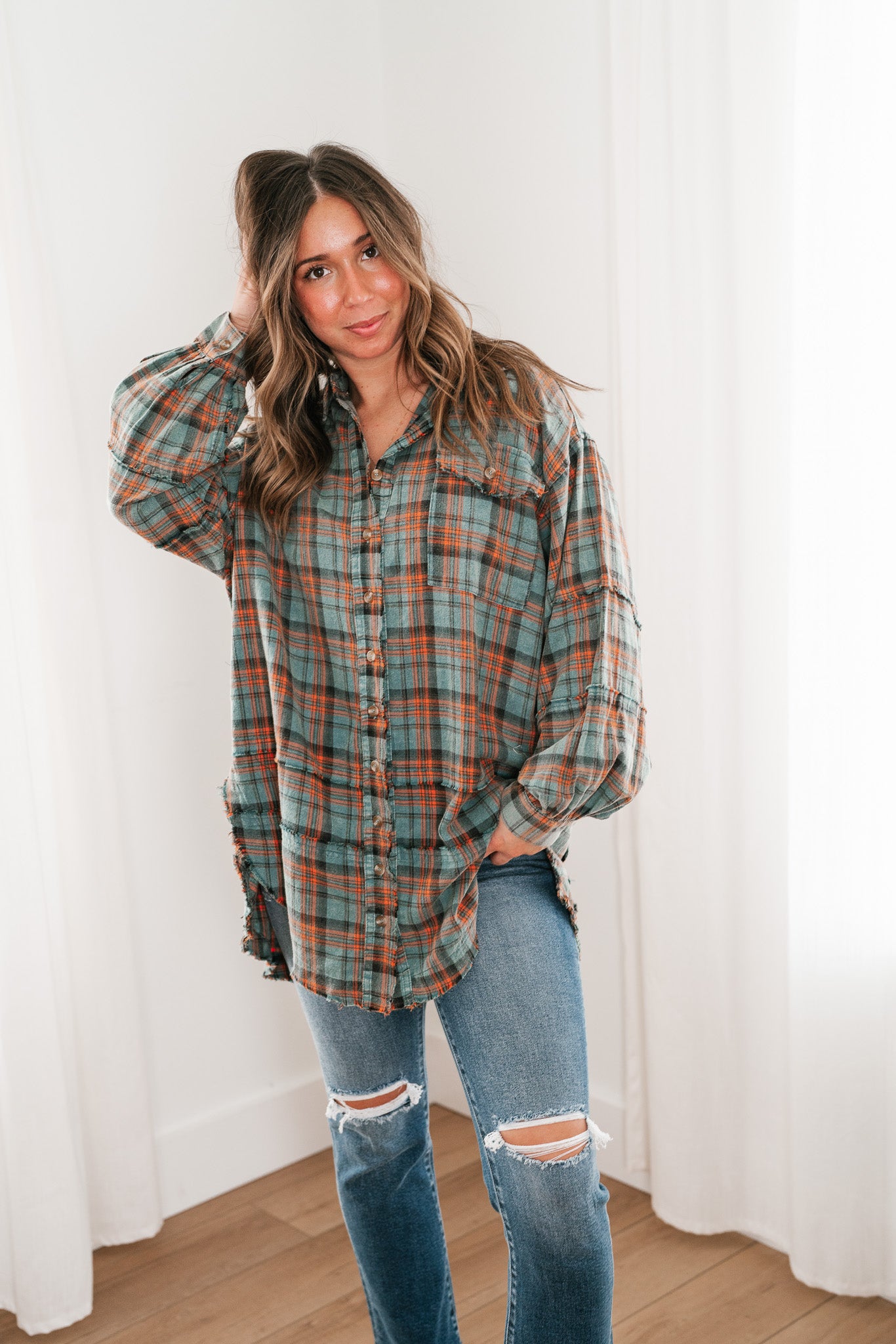 Alyssa Plaid Flannel - Vintage Teal