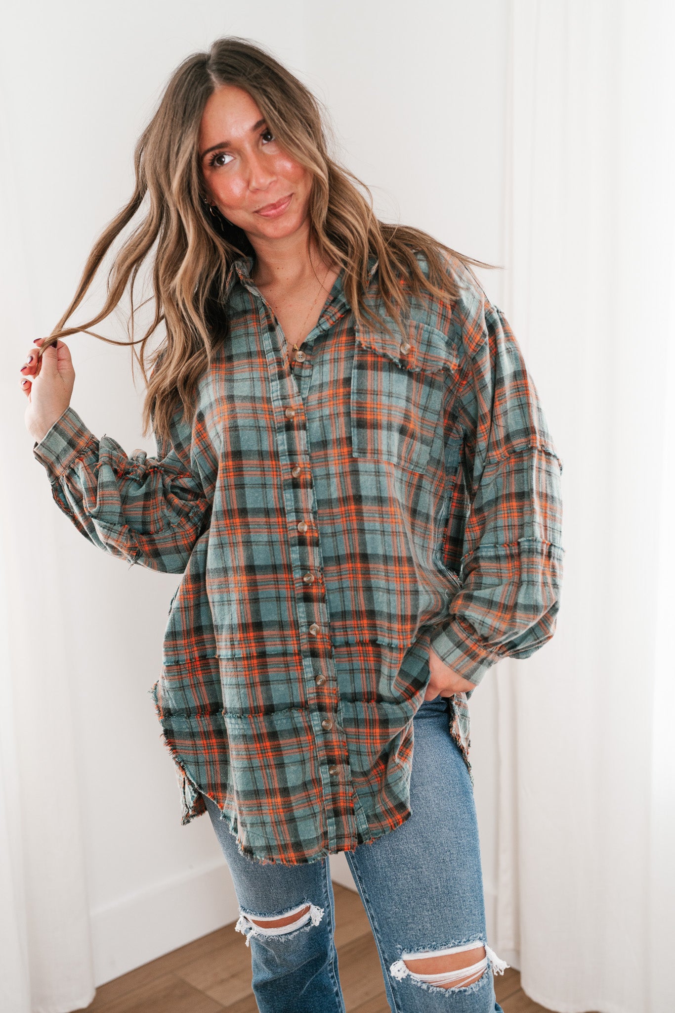 Alyssa Plaid Flannel - Vintage Teal