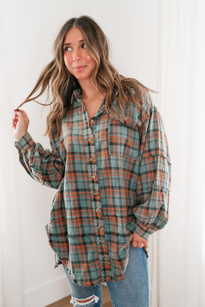 Alyssa Plaid Flannel - Vintage Teal