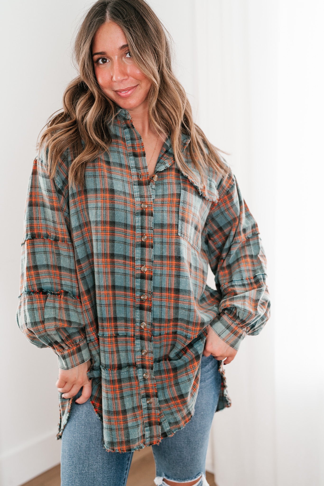 Alyssa Plaid Flannel - Vintage Teal