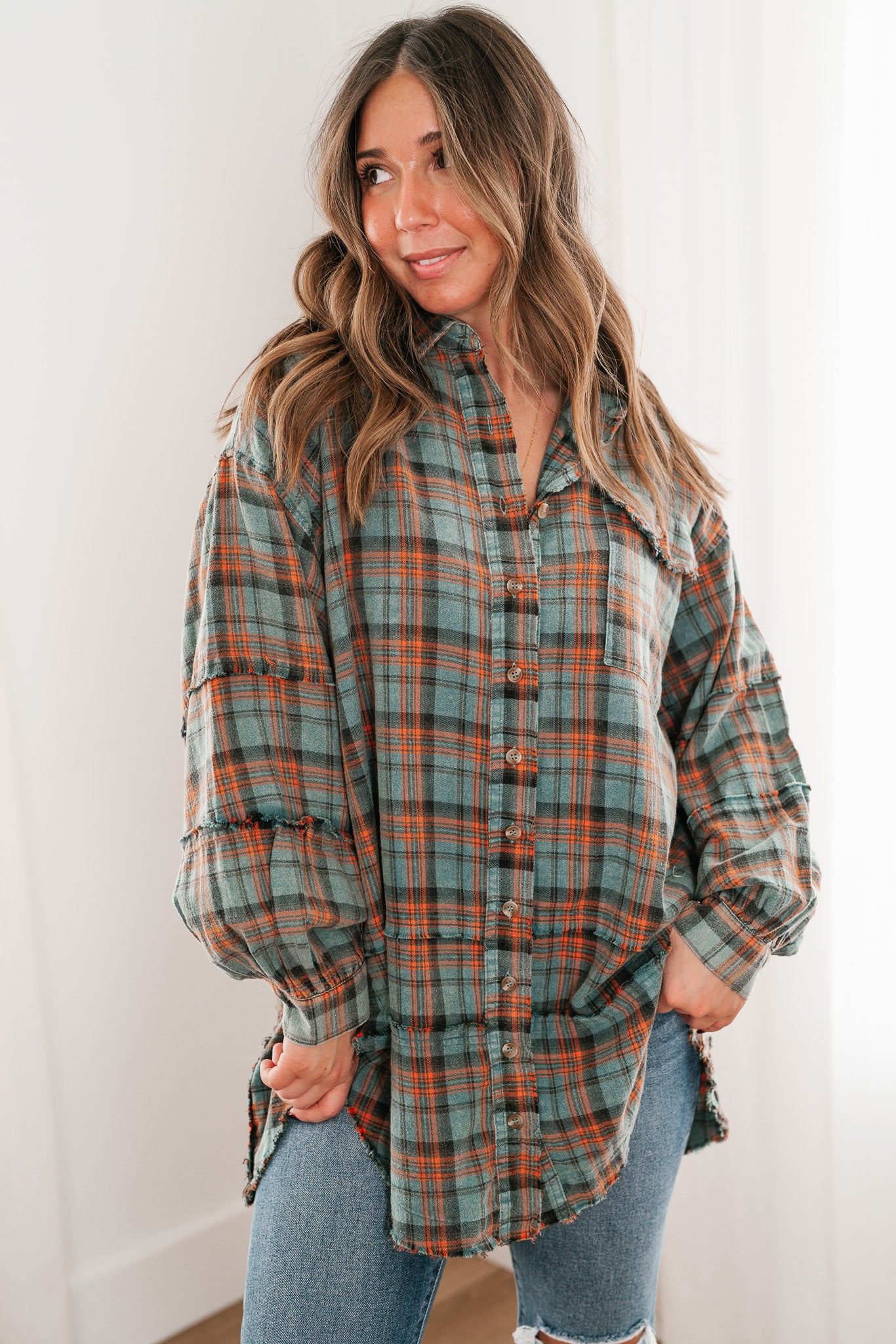 Alyssa Plaid Flannel - Vintage Teal