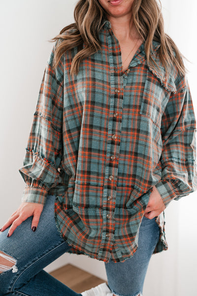 Alyssa Plaid Flannel - Vintage Teal