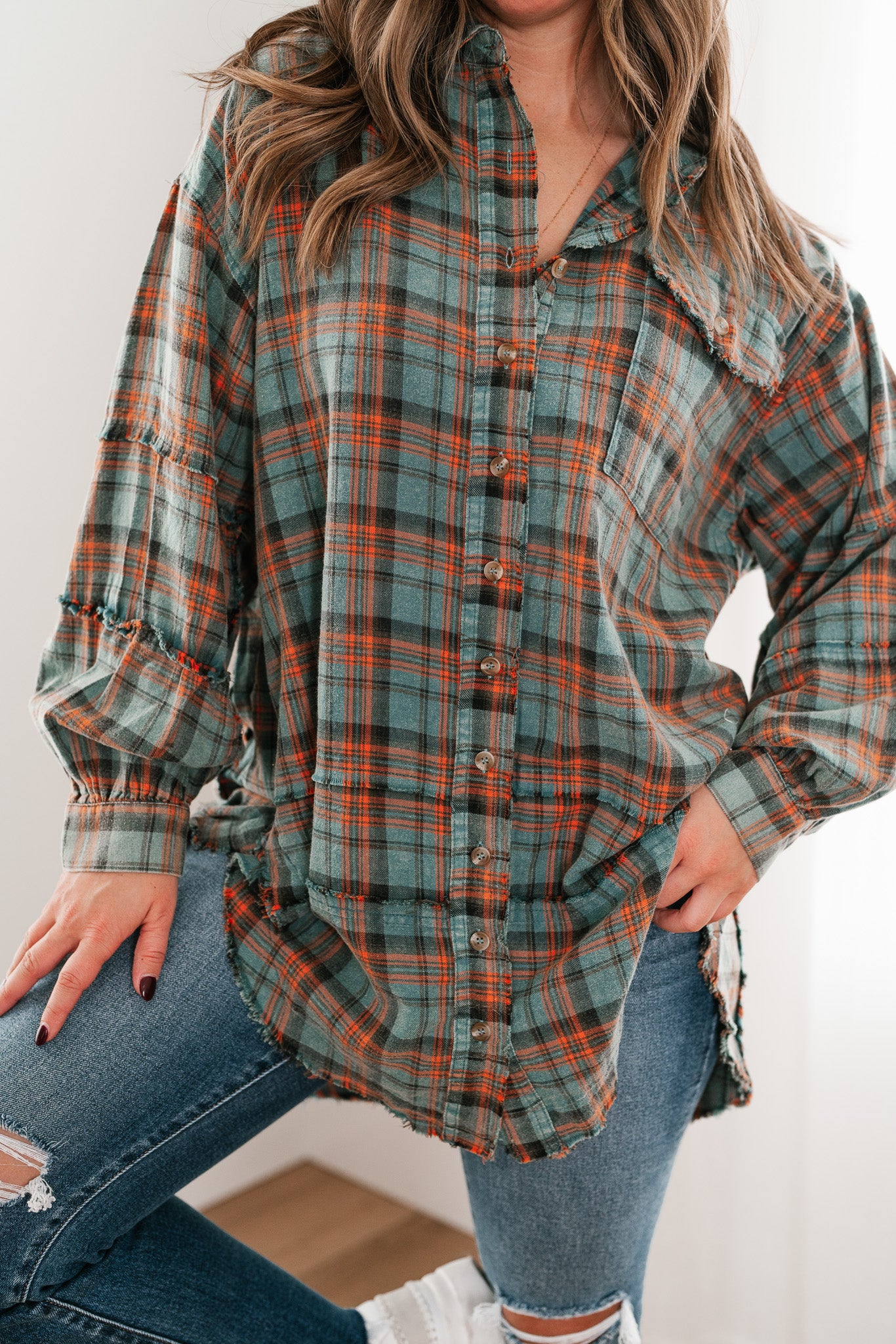 Alyssa Plaid Flannel - Vintage Teal