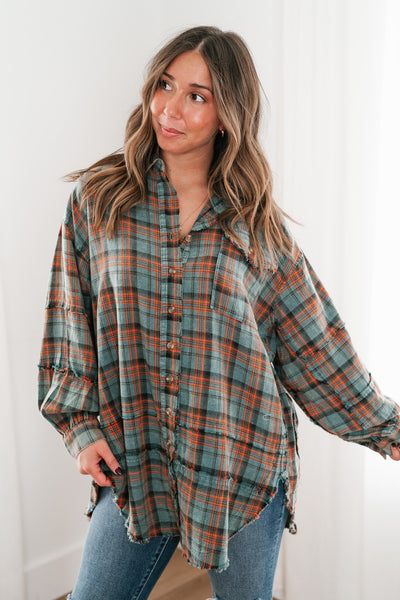 Alyssa Plaid Flannel - Vintage Teal