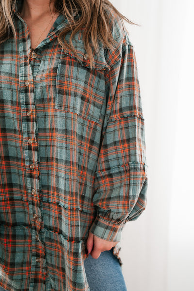 Alyssa Plaid Flannel - Vintage Teal