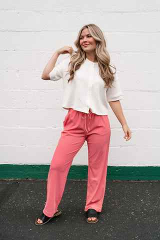 Estelle Textured  Button Front Top
