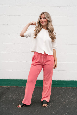 Estelle Textured  Button Front Top