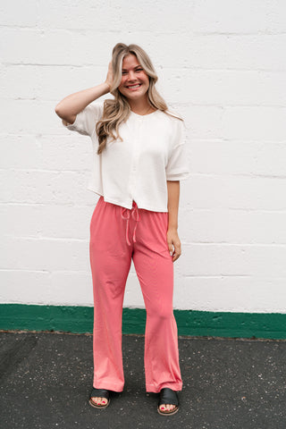 Estelle Textured  Button Front Top