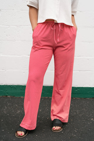 Quinn Pinstriped Pants - Red