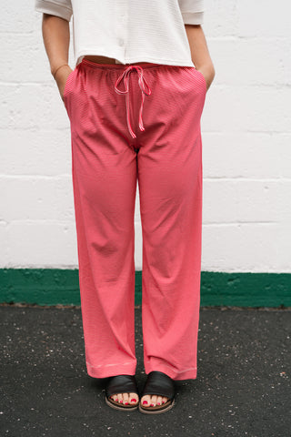 Quinn Pinstriped Pants - Red