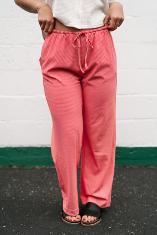 Quinn Pinstriped Pants - Red