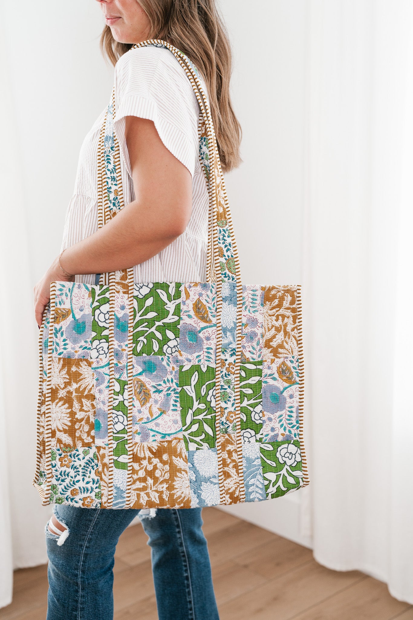 West Side Patchwork Tote Bag - Blue