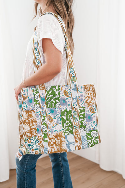 West Side Patchwork Tote Bag - Blue