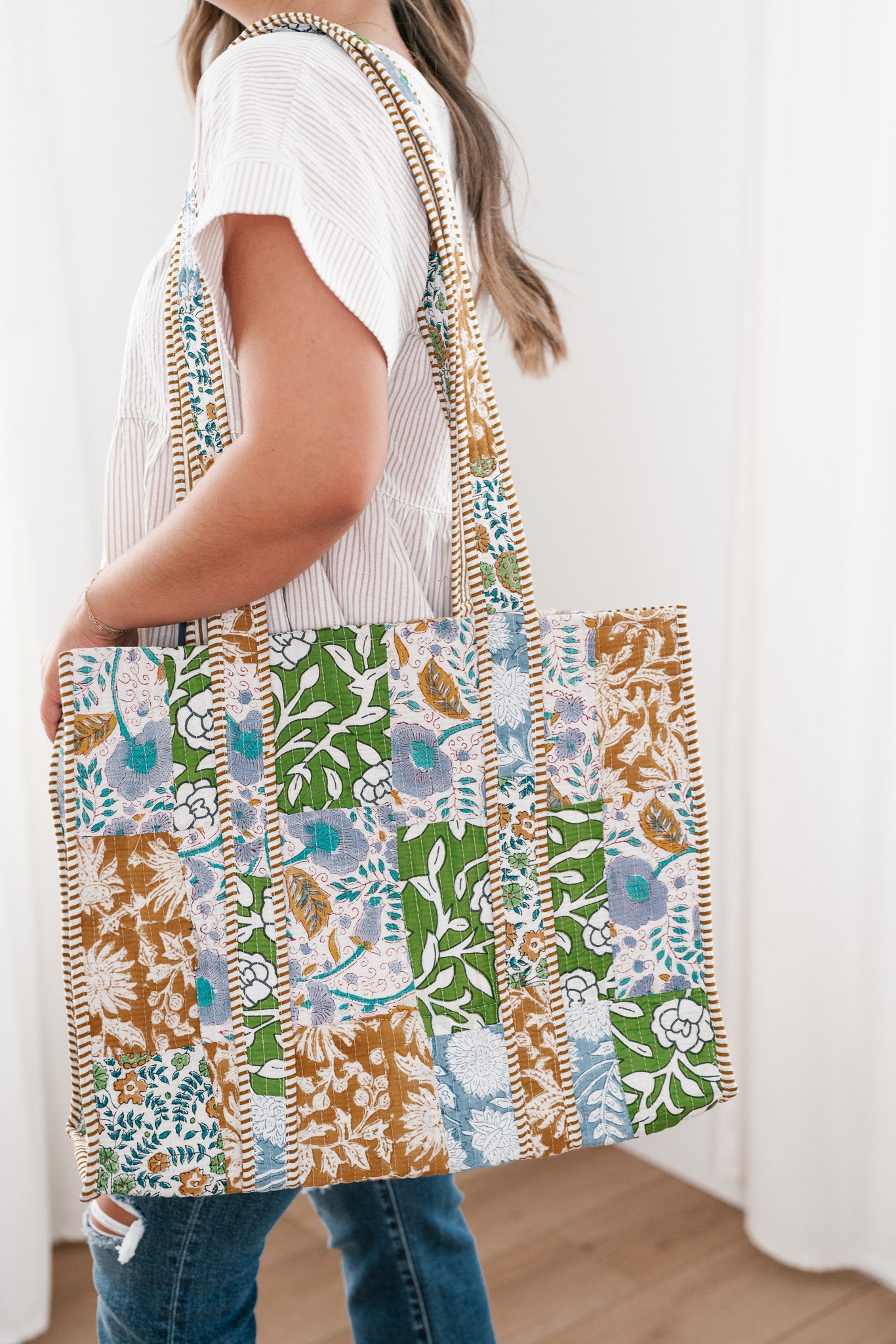 West Side Patchwork Tote Bag - Blue