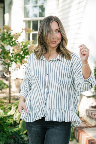 Fresh Start Stripe Button-Up - Black