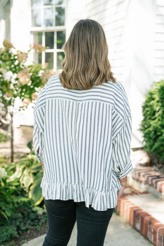 Fresh Start Stripe Button-Up - Black