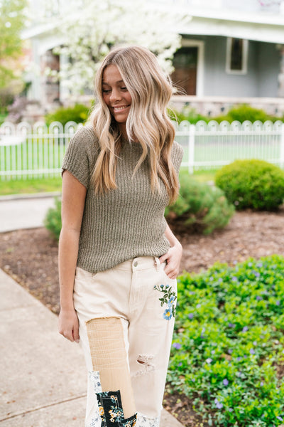 Rooted Short Sleeve Sweater Top