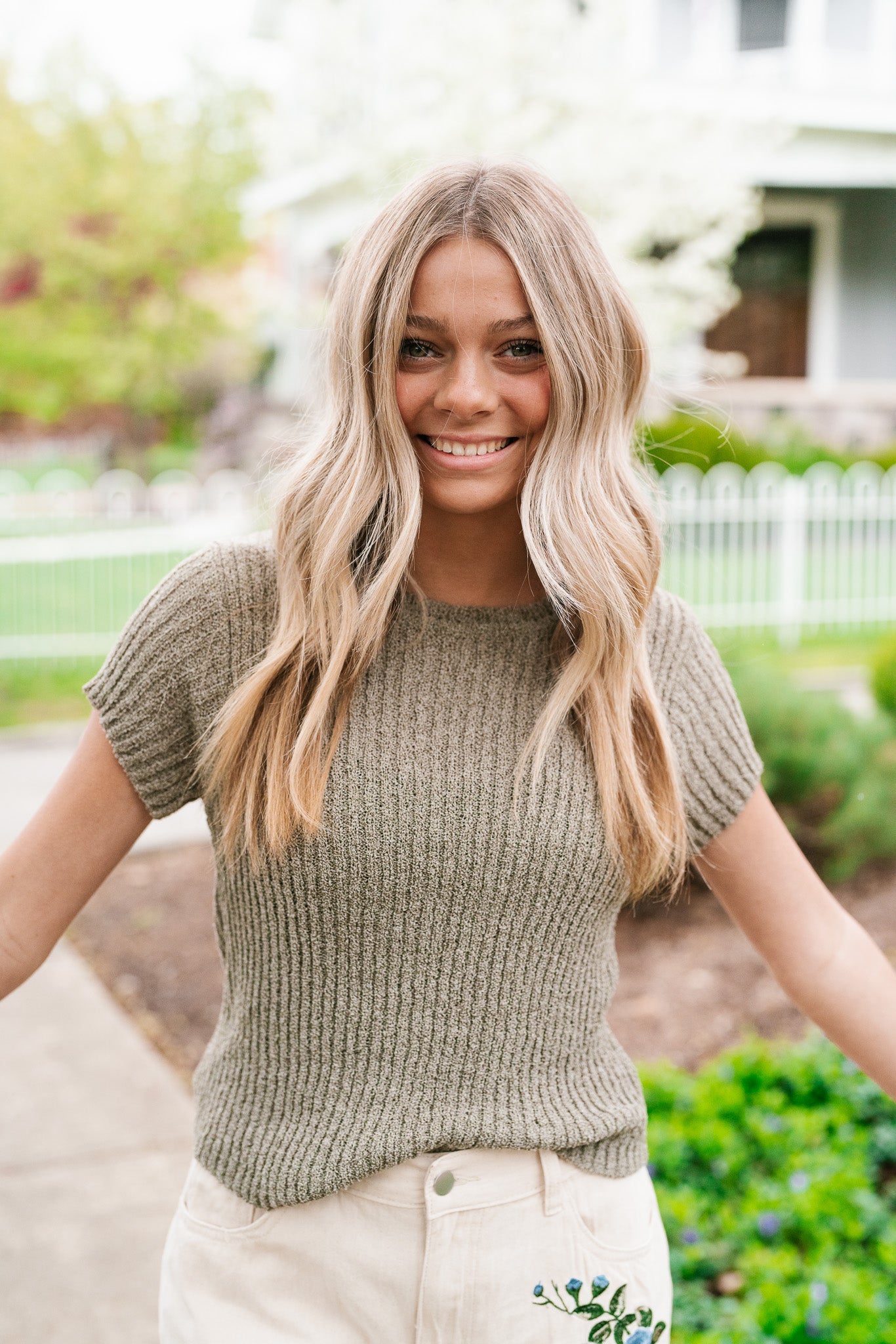 Rooted Short Sleeve Sweater Top