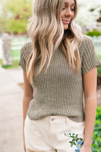 Rooted Short Sleeve Sweater Top