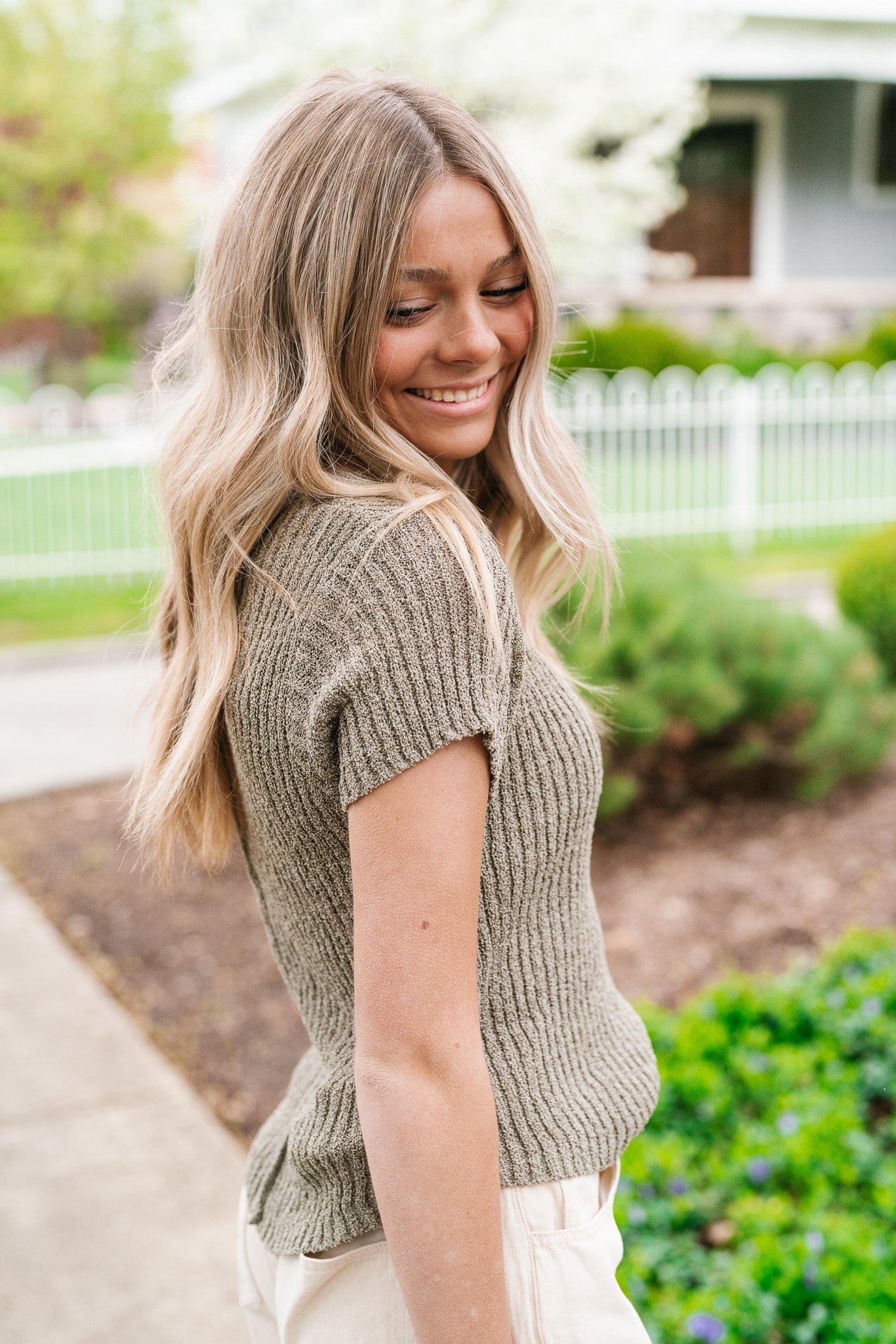 Rooted Short Sleeve Sweater Top