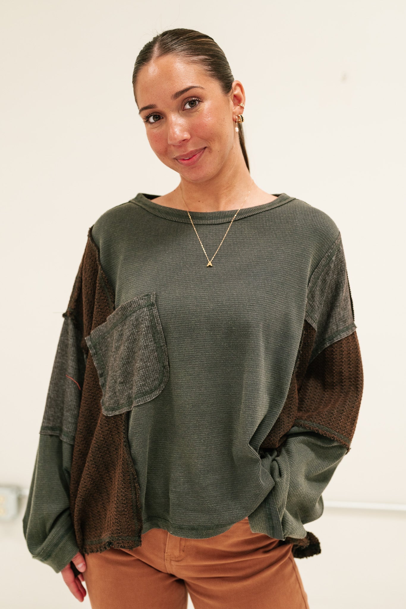 Take A Moment Textured Top - Charcoal