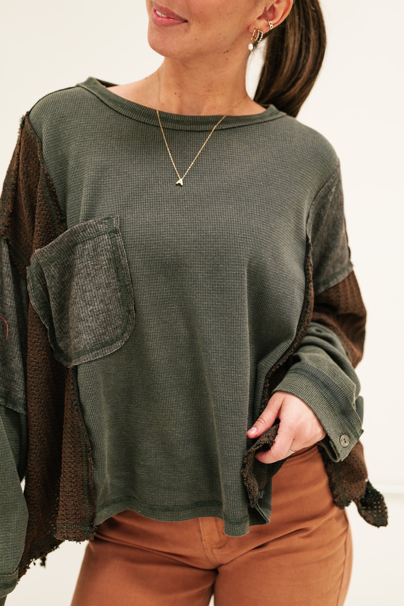 Take A Moment Textured Top - Charcoal