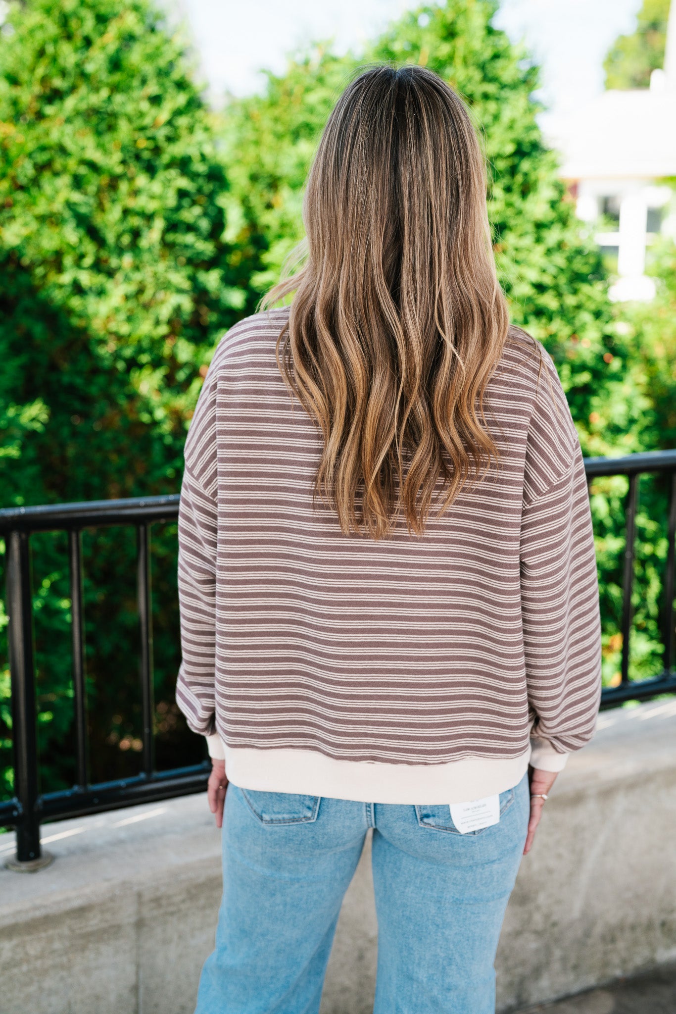 Autumn Essence Striped Top - Mocha